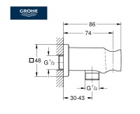 MEDIDAS SOPORTE DUCHA CON TOMA DE AGUA GROHE